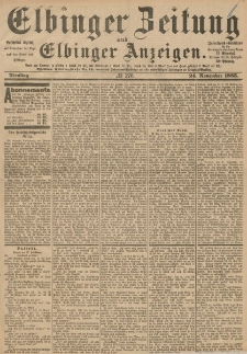 Elbinger Zeitung und Elbinger Anzeigen, Nr. 276 Dienstag 24. November 1885