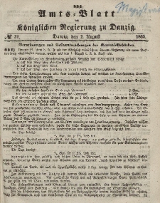 Amts-Blatt der Königlichen Regierung zu Danzig, 2. August 1865, Nr. 31
