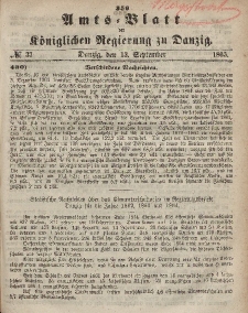 Amts-Blatt der Königlichen Regierung zu Danzig, 13. September 1865, Nr. 37
