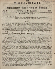 Amts-Blatt der Königlichen Regierung zu Danzig, 27. September 1865, Nr. 39