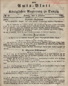 Amts-Blatt der Königlichen Regierung zu Danzig, 4. Oktober 1865, Nr. 40
