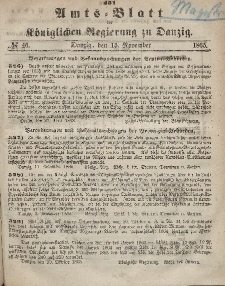 Amts-Blatt der Königlichen Regierung zu Danzig, 15. November 1865, Nr. 46