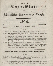 Amts-Blatt der Königlichen Regierung zu Danzig, 9. Februar 1859, Nr. 6