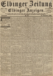 Elbinger Zeitung und Elbinger Anzeigen, Nr. 280 Sonnabend 28. November 1885