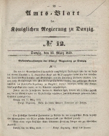 Amts-Blatt der Königlichen Regierung zu Danzig, 23. März 1859, Nr. 12