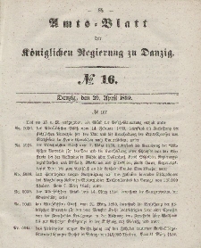 Amts-Blatt der Königlichen Regierung zu Danzig, 20. April 1859, Nr. 16