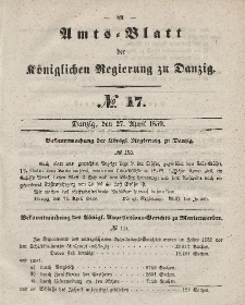 Amts-Blatt der Königlichen Regierung zu Danzig, 27. April 1859, Nr. 17