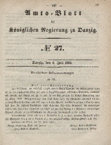 Amts-Blatt der Königlichen Regierung zu Danzig, 6. Juli 1859, Nr. 27