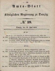 Amts-Blatt der Königlichen Regierung zu Danzig, 20. Juli 1859, Nr. 29