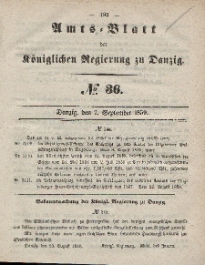 Amts-Blatt der Königlichen Regierung zu Danzig, 7. September 1859, Nr. 36