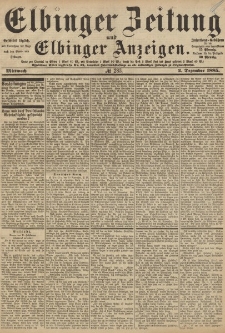 Elbinger Zeitung und Elbinger Anzeigen, Nr. 283 Mittwoch 2. Dezember 1885