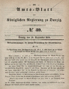 Amts-Blatt der Königlichen Regierung zu Danzig, 28. September 1859, Nr. 39