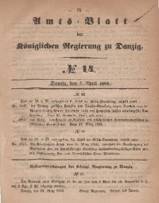 Amts-Blatt der Königlichen Regierung zu Danzig, 7. April 1858, Nr. 14