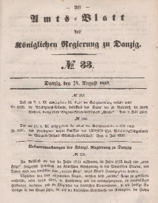 Amts-Blatt der Königlichen Regierung zu Danzig, 18. August 1858, Nr. 33
