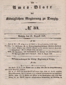 Amts-Blatt der Königlichen Regierung zu Danzig, 25. August 1858, Nr. 34