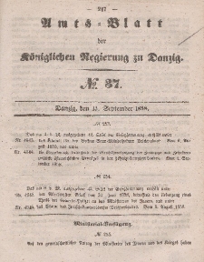 Amts-Blatt der Königlichen Regierung zu Danzig, 15. September 1858, Nr. 37