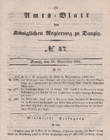 Amts-Blatt der Königlichen Regierung zu Danzig, 24. November 1858, Nr. 47