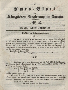 Amts-Blatt der Königlichen Regierung zu Danzig, 21. Januar 1857, Nr. 3