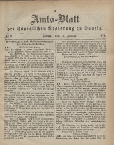 Amts-Blatt der Königlichen Regierung zu Danzig, 11. Januar 1871, Nr. 2