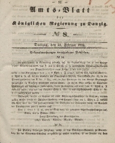 Amts-Blatt der Königlichen Regierung zu Danzig, 25. Februar 1852, Nr. 8