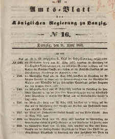 Amts-Blatt der Königlichen Regierung zu Danzig, 21. April 1852, Nr. 16