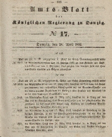 Amts-Blatt der Königlichen Regierung zu Danzig, 28. April 1852, Nr. 17