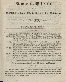 Amts-Blatt der Königlichen Regierung zu Danzig, 12. Mai 1852, Nr. 19