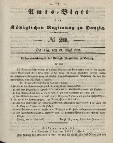 Amts-Blatt der Königlichen Regierung zu Danzig, 19. Mai 1852, Nr. 20