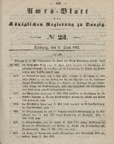 Amts-Blatt der Königlichen Regierung zu Danzig, 9. Juni 1852, Nr. 23