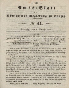 Amts-Blatt der Königlichen Regierung zu Danzig, 5. August 1852, Nr. 31