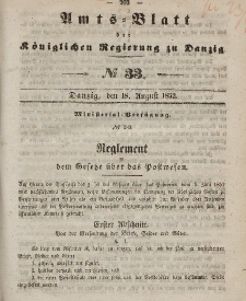 Amts-Blatt der Königlichen Regierung zu Danzig, 18. August 1852, Nr. 33