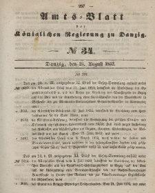 Amts-Blatt der Königlichen Regierung zu Danzig, 25. August 1852, Nr. 34