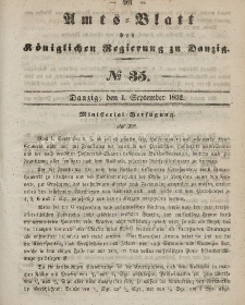 Amts-Blatt der Königlichen Regierung zu Danzig, 1. September 1852, Nr. 35