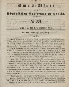 Amts-Blatt der Königlichen Regierung zu Danzig, 1. September 1852, Nr. 35