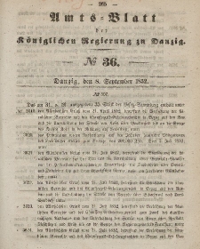 Amts-Blatt der Königlichen Regierung zu Danzig, 8. September 1852, Nr. 36