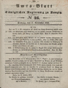 Amts-Blatt der Königlichen Regierung zu Danzig, 17. November 1852, Nr. 46
