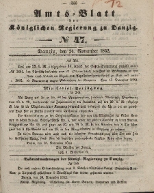 Amts-Blatt der Königlichen Regierung zu Danzig, 24. November 1852, Nr. 47