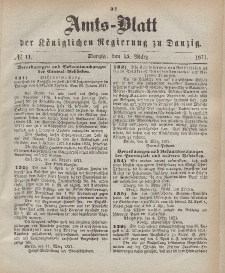 Amts-Blatt der Königlichen Regierung zu Danzig, 15. März 1871, Nr. 11