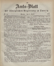 Amts-Blatt der Königlichen Regierung zu Danzig, 5. April 1871, Nr. 14