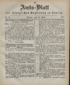 Amts-Blatt der Königlichen Regierung zu Danzig, 12. April 1871, Nr. 15