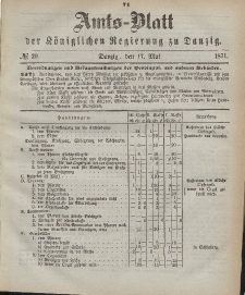Amts-Blatt der Königlichen Regierung zu Danzig, 17. Mai 1871, Nr. 20