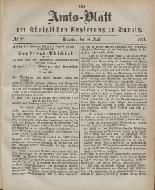 Amts-Blatt der Königlichen Regierung zu Danzig, 5. Juli 1871, Nr. 27