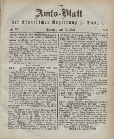 Amts-Blatt der Königlichen Regierung zu Danzig, 12. Juli 1871, Nr. 28