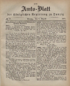 Amts-Blatt der Königlichen Regierung zu Danzig, 2. August 1871, Nr. 31