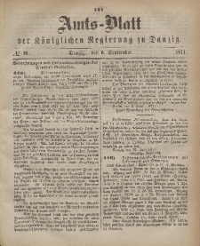 Amts-Blatt der Königlichen Regierung zu Danzig, 6. September 1871, Nr. 36