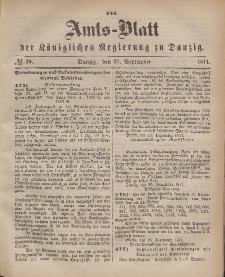 Amts-Blatt der Königlichen Regierung zu Danzig, 27. September 1871, Nr. 39
