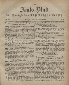 Amts-Blatt der Königlichen Regierung zu Danzig, 1. November 1871, Nr. 44