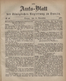 Amts-Blatt der Königlichen Regierung zu Danzig, 15. November 1871, Nr. 46