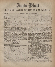 Amts-Blatt der Königlichen Regierung zu Danzig, 29. November 1871, Nr. 48