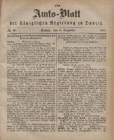 Amts-Blatt der Königlichen Regierung zu Danzig, 6. Dezember 1871, Nr. 49